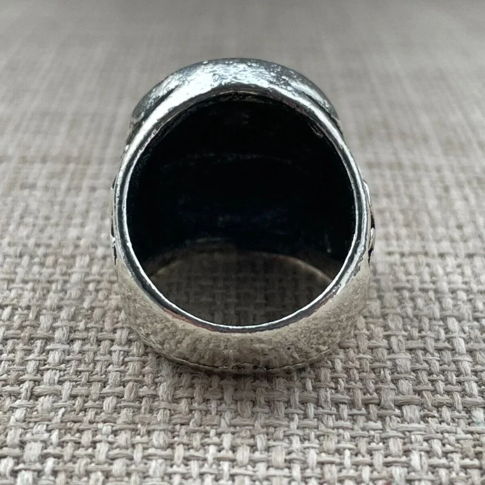 Men Fashion Rings Silver Tone Antique Style Jewelry Unisex Ring Size 7